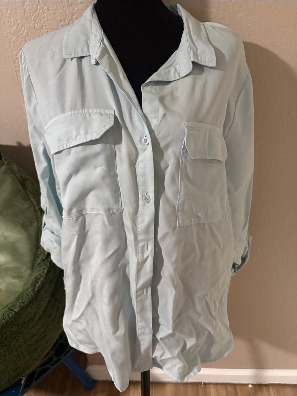 Velvet Heart Pale Blue Button-Down Shirt with Front Pockets
